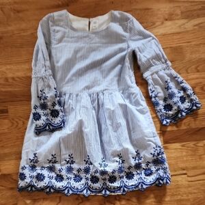 GAP Blue and White Kids Dress with Floral Details Sz L